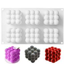 6 Cavity Bubble Candle Mold, 3D Cube Ball Silicone Mold, Bubble Cake Mold for Baking Desser, Silicone Mold for Soy Wax, Soap, Candle Making, Homemade Ornaments DIY Craft