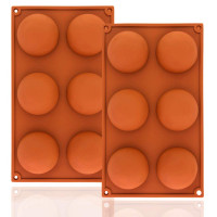 Silicone Chocolate Molds, 2 Pack 6-Cavity Semi Sphere Silicone Baking Mold for Chocolate, Cake, Jelly, Pudding, Handmade Soap